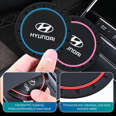 2Pcs Car Silicone Coaster Anti-Slip Water Cup Drink Mat For Hyundai Creta SantaFe Kona Genesis Equus Coupe Azera ioniq