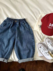 Boys Girls Toddlers Loose Pants Fashion Summer Baby Boys and Girls Baby Foreign Denim Pants New Arrival 2025