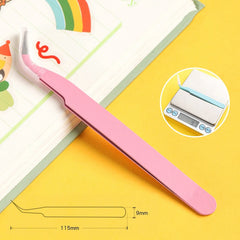 ملقط مستقيم منحني من الفولاذ المقاوم للصدأ ملون وردي أزرق أرجواني DIY ملقط رموش ملصق فن الأظافر أداة التقاط أحجار الراين