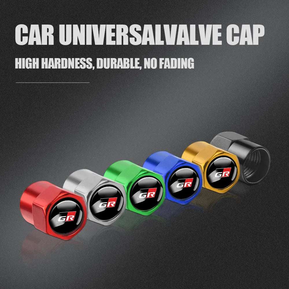 4PCS Car Badge Wheel Tires Valve Caps Metal Tyre Dust Covers For Toyota Fortuner Chr Verso Prius Hiace Trd Yaris Corolla Camry