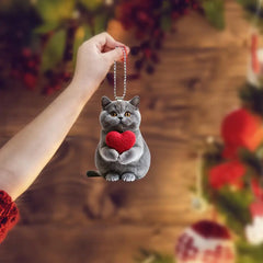 2D Acrylic Car Pendant Cute Cat Acrylic Animal Pendant for Rearview Vehicle Interior Decoration Automotive Trim Road Trip Fun