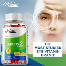 Eye vitamin supplement bottle next to text “THE MOST STUDIED EYE VITAMIN BRAND”