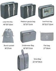 7/8/9/10 Pcs Set Travel Organizer Storage Bags Suitcase Packing Cubes Set Cases Portable Luggage Clothes Shoe Tidy Pouch Folding