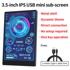 3.5 Inch IPS TYPE-C Secondary Screen DIY Computer Monitor USB-TYPEC Secondary Screen for Windows Built-in Software