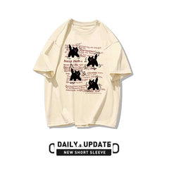 Cute Cartoon  ort Sve T-irt Women's Summer Casual Loose Fit plus Size American Sle Cotton Top Korean Version