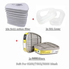 6001 6002 6004 Cartridge Box Cotton Filters Set 5N11 For 3m 6200 7502 6800 Masks Dust Gas Chemical Painting Spraying Respirator
