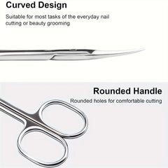 Curved Nose Hair Scissors Small Scissors for Beard Grooming, Eyelashes, Ear Hair Trimming Eyebrow Scissors - Professional Stainl