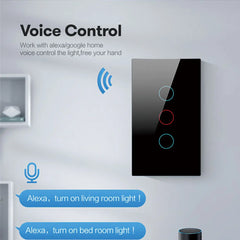 مفتاح حائط ذكي Tuya US WiFi RF433 1/2/3/4 Gang بدون سلك محايد مستشعر لمس مفاتيح إضاءة LED المنزل الذكي Alexa Google Home