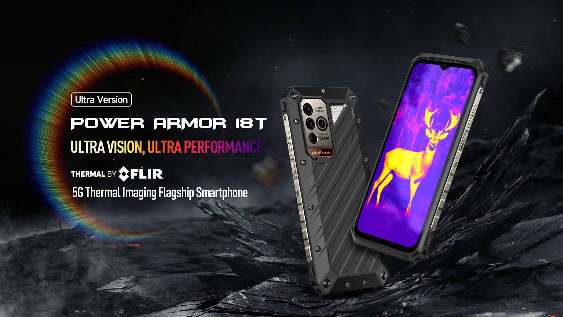 Ulefone Power Armor 18T Ultra 5G Rugged Smartphone，Dimensity 7050，512GB ROM +24GB RAM ，THERMAL BY FLIR®,Android  13，108MP
