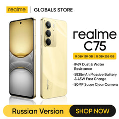[النسخة الروسية] هاتف realme C75 الذكي NFC Helio G92 Max Chipset 45W Charger 6.72'' 90Hz Display 50MP Camera 50MP Battery 5828mAh