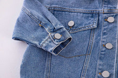 6704-1 Children's Denim Jacket Spring and Autumn Korean Girl's Denim Jacket Casual Loose Boy's Coat Cardigan.