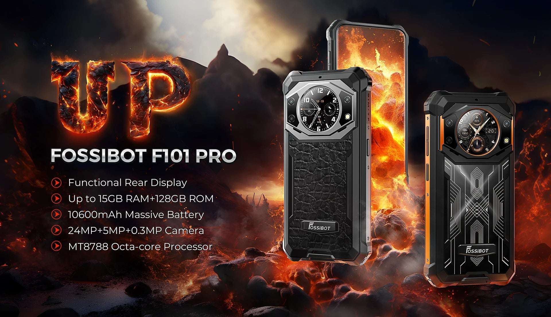 FOSSiBOT F101 PRO Smartphone 8GB 128GB 10600mAh 18W Fast Charge Mobile Phone 24MP 5.45'' HD+ Display Android 13 OS Cellphone