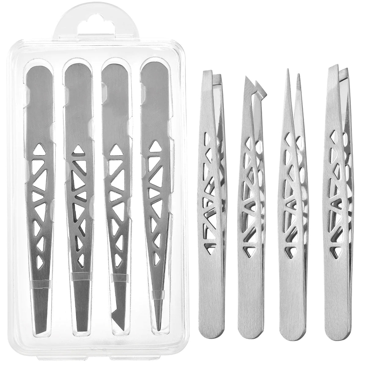 4Pcs High-quality Professional Tweezers Set - Perfect For Eyebrow Hair Removal, Splinter & Ingrown Hair Removal & For Men & Wome