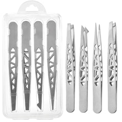 4Pcs High-quality Professional Tweezers Set - Perfect For Eyebrow Hair Removal, Splinter & Ingrown Hair Removal & For Men & Wome