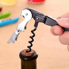 1pc Premium Stainless Steel Wine Bottle Opener - Multi-Functional Cork Screw & Beer Cap Remover for Bar, Kitchen, Home Use