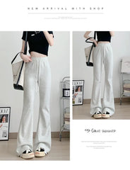 ay High Waist Bell Bot Pants Women's Summer 2025 New Casual Sports Sweatpants Small Size Slimming  Hoof Pants