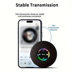 مكبر صوت لاسلكي محمول بتقنية البلوتوث LED IPX4 مقاوم للماء ومكبر صوت خارجي للحمام كبير مزود بكأس شفط وصندوق صوت ستيريو صغير