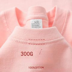 300g Cotton T Shirts Men Short Sleeved Heavyweight  Summer Round Neck Loose Breathable Shirt for Men Women Basic Tee