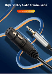كابل صوت XLR إلى 3.5 مم، ميكروفون، سلك صوت تناظري متوازن، XLR أنثى إلى مقبس AUX 3.5 مم لجهاز الكمبيوتر والهاتف ومكبر الصوت