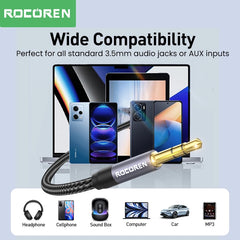 كابل صوت Rocoren بمقبس 3.5 مم من الذكور إلى الذكور كابل AUX للهاتف وسماعات الرأس والسيارة ومكبر الصوت MP3 والكمبيوتر ومقبس 3.5 مم سلك AUX بطول 5 أمتار