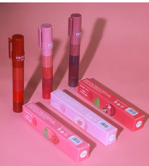 5-in-1 Fruit Velvet Matte Lipstick Set, Long-Lasting, Highly Pigmented, Moisturizing Lip Balm, Smooth Application for Soft lips