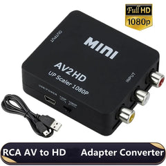 محول RCA AV إلى HDMI متوافق مع AV/CVSB L/R Video Box HD 1080P 1920*1080 يدعم NTSC PAL إخراج AV إلى HDMI متوافق