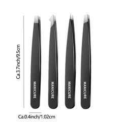 1/4pcs Tweezers Set - Professional Stainless Steel Tweezers For Eyebrows - Great Precision For Facial Hair, Splinter And Ingrow