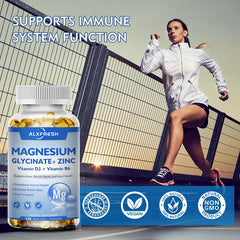 Magnesium Glycinate 500mg Capsules High Absorption with Zinc,Vitamin D3 B6 Support Dietery Supplement Stress & Anxiety Relief