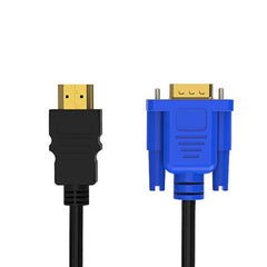 كابل HDMI بطول 1.8 متر إلى VGA بدقة 1080 بكسل عالية الدقة مع كابل محول صوت كابل HDMI إلى VGA متوافق
