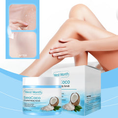 Coconut Body Scrub Remove Dead Skin Exfoliating Fading Dark Spots Softening Brightening Smoothing Cleansing Sea Salt Body Scrub