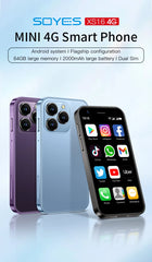 هاتف SOYES XS16 Mini 4G LTE صغير الحجم، ذاكرة وصول عشوائي 3 جيجابايت، سعة تخزين 64 جيجابايت، نظام تشغيل Android10.0، شاشة 3 بوصات، كاميرا 5 ميجابكسل، شريحتي اتصال، متجر Play، واتساب
