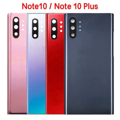 غطاء خلفي للبطارية لهاتف Samsung Galaxy Note10 Note 10 Plus N970F N975F ولوحة زجاجية ثلاثية الأبعاد وغطاء خلفي وغطاء عدسة الكاميرا بديل