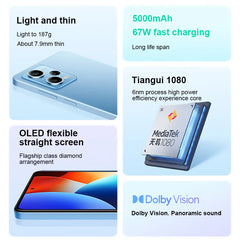 هاتف Xiaomi Redmi Note 12 Pro 5G الذكي العالمي بذاكرة قراءة فقط ROM ومعالج MTK Dimensity 1080 وشاشة OLED مقاس 6.6 بوصة وكاميرا 50 ميجابكسل وبطارية 5000 مللي أمبير في الساعة وشحن سريع 67 واط