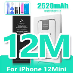 0 Cycle High Capacity Battery For iPhone 11 11Pro 12Pro 12 13 14 13Pro 14Pro Max Mini Phone Bateria + Free Tool Kit