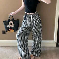 Korean Sle Polka Dot Straight Leg Casual Pants Women's High Waist Loose Slimming Summer Wide Leg Home Pants