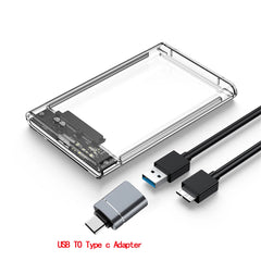 علبة محرك أقراص صلبة SATA SSD مقاس 2.5 بوصة بمنفذ USB 3.0 مع سرعة نقل 5 جيجابت في الثانية، وعلب أقراص صلبة خارجية متنقلة وكابل