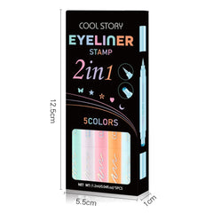 COOL STORY 5pcs Dual-ended Eyeliner Set Color Stamp Matte Long Lasting Quick Drying Waterproof Sweat Eyeliner