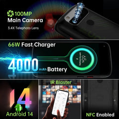 هاتف ذكي Unihertz Jelly Max 5G Mini يعمل بنظام Android 14 ومعالج Dimensity 7300 وذاكرة 12 جيجابايت وذاكرة 256 جيجابايت وكاميرا 100 ميجابكسل وبطارية 4000 مللي أمبير في الساعة وشاشة 5.05 بوصة
