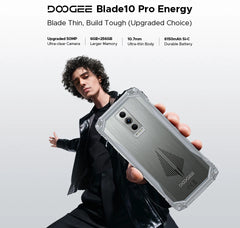 DOOGEE Blade10 Pro Energy Rugged Phone 6.56'' Screen 10.7mm Ultra-thin 6GB RAM 256GB ROM 6150mAh Battery Android 15  Smartphone