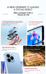هاتف SOYES XS16 Mini 4G LTE صغير الحجم، ذاكرة وصول عشوائي 3 جيجابايت، سعة تخزين 64 جيجابايت، نظام تشغيل Android10.0، شاشة 3 بوصات، كاميرا 5 ميجابكسل، شريحتي اتصال، متجر Play، واتساب