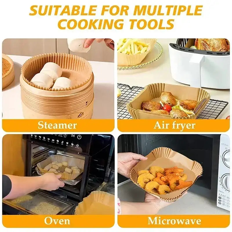 50/100pcs Air Fryer Disposable Liners, Non-Stick Airfryer Baking Papers, Non-stick Parchment Paper for Baking Roasting Microwave