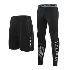 2-piece tight pants men's cycling base fitness shorts quick drying high elasticity sports set running training compression