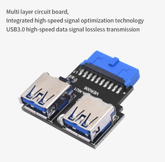 TISHRIC 19Pin To Type-C USB3.0 Converter Internal Header to USB 3.1/3.2 Type C Adapter  for PC Motherboard Connector Riser