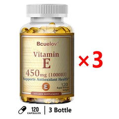 Bcuelov Vitamin E 450MG (1000 IU) Mixed Supports Immune System & Skin Nutrition - Natural Antioxidant - Gluten & Dairy Free