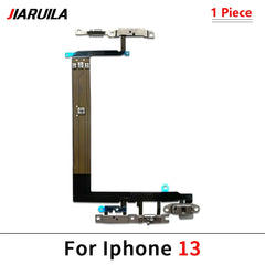 كابل مرن لتشغيل وإيقاف التشغيل لهاتف iPhone 13 14 15 Pro Max Plus Mini مع زر جانبي لرفع الصوت وأسفل وشريط مفاتيح مع كابل مرن معدني
