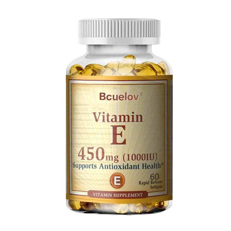 Bcuelov Vitamin E 450MG (1000 IU) Mixed Supports Immune System & Skin Nutrition - Natural Antioxidant - Gluten & Dairy Free