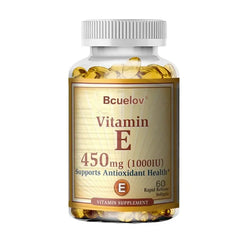 Bcuelov Vitamin E 450MG (1000 IU) Mixed Supports Immune System & Skin Nutrition - Natural Antioxidant - Gluten & Dairy Free