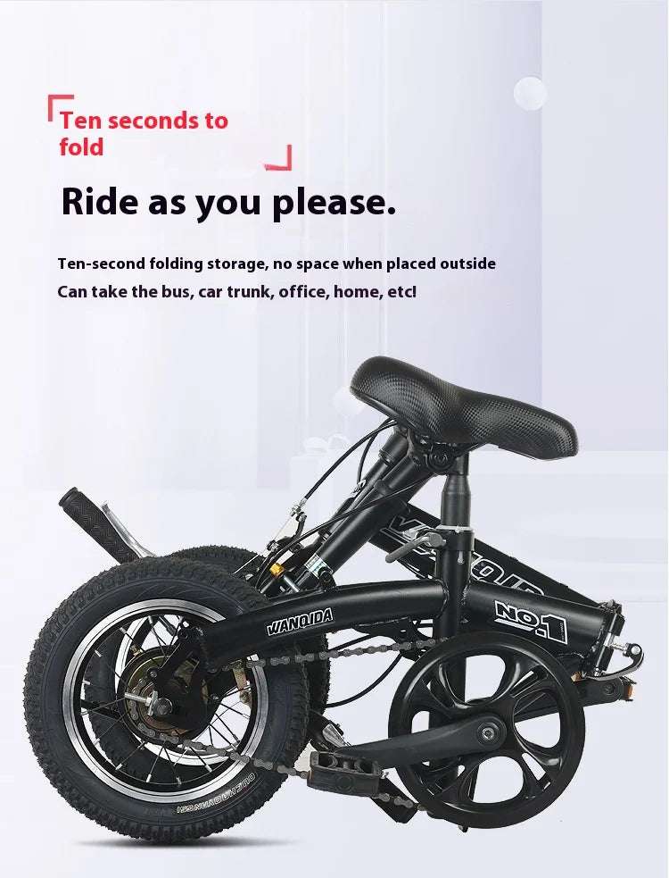 Cycling City Mini Folding Bicycle 12 Small Bike For Male And Female Students Portable Ultra Light Transmission Disc Brakes