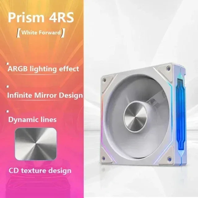 120mm ARGB case fan in white frame with colored infinity mirror ring