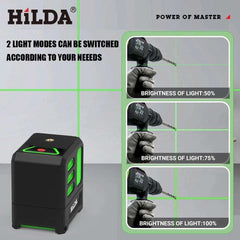 HILDA Laser Level 2 lines/5 Lines 360 Automatic Leveling Level Construction Tool Equipment Green Light Cross Laser Good Gift